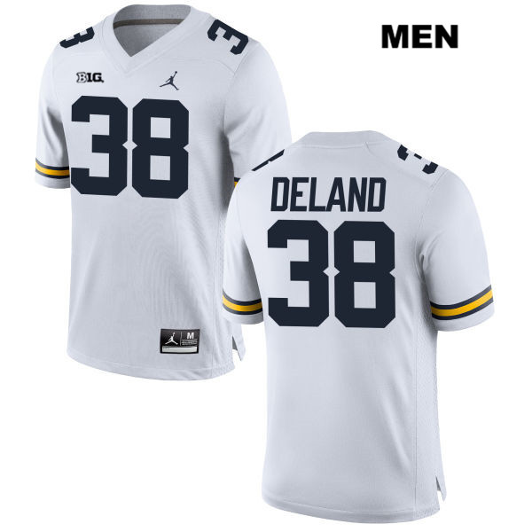 Men's NCAA Michigan Wolverines Ethan Deland #38 White Jordan Brand Authentic Stitched Football College Jersey GF25P32WQ